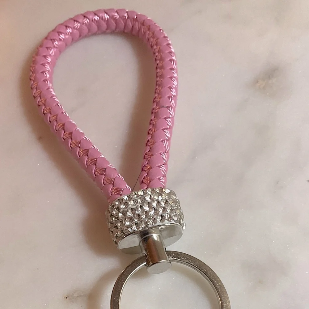 Pink Keychain & Floral Lipstick Pouch